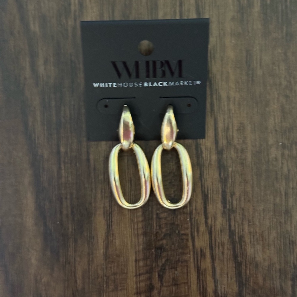 White House Black Market Gold Oval Link Earrings
